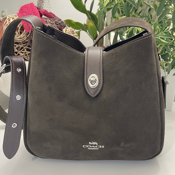 Coach Handbags - Coach Dark Brown Suede Shoulder Bag